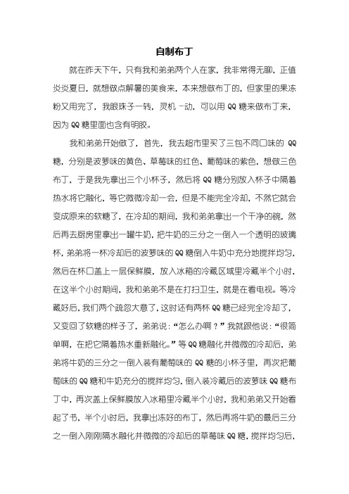 六年级作文：自制布丁作文800字