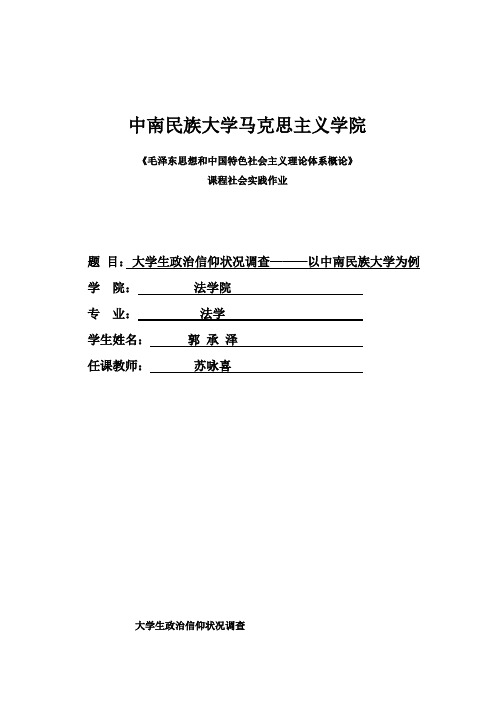 大学生政治信仰状况调查———以中南民族大学为例