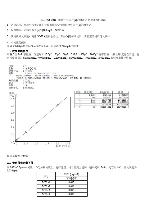 HJ_T 956-2018  环境空气 苯并[a]芘的测定 高效液相色谱法(方法验证)