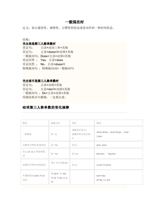 英语语法一般现在时
