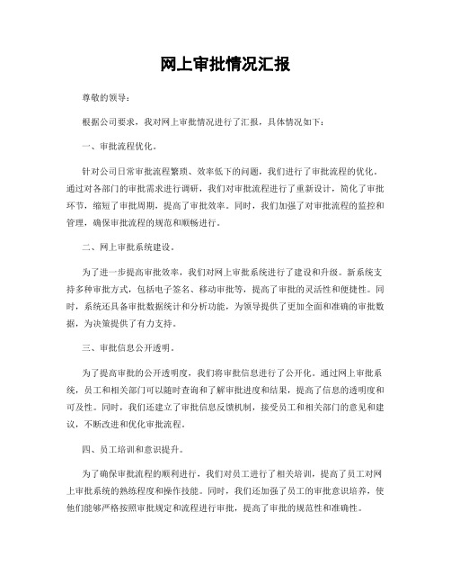 网上审批情况汇报