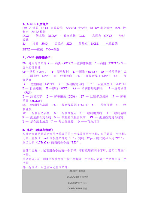 cass及CAD图层含义