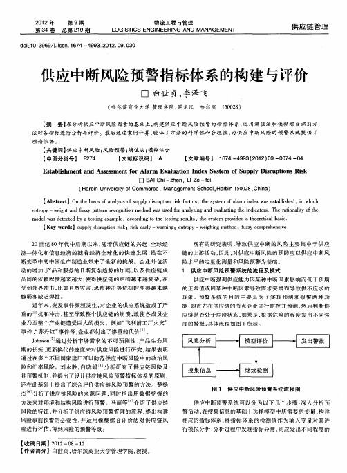 供应中断风险预警指标体系的构建与评价