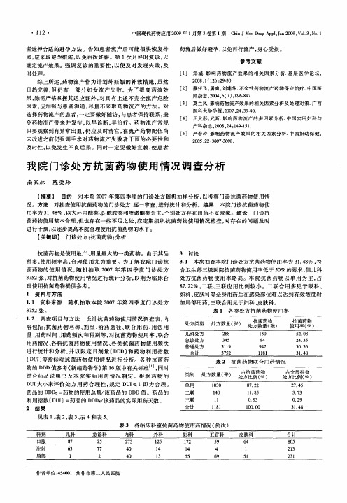 我院门诊处方抗菌药物使用情况调查分析