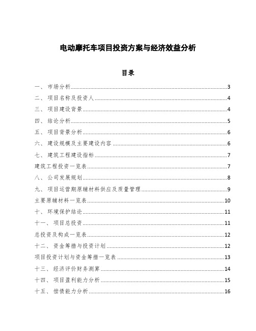 电动摩托车项目投资方案与经济效益分析