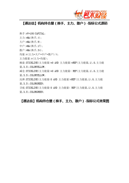 【股票指标公式下载】-【通达信】机构持仓量(换手、主力、散户)