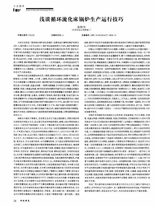 浅谈循环流化床锅炉生产运行技巧