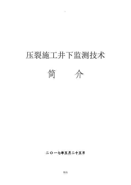 压裂施工井下监测技术简介