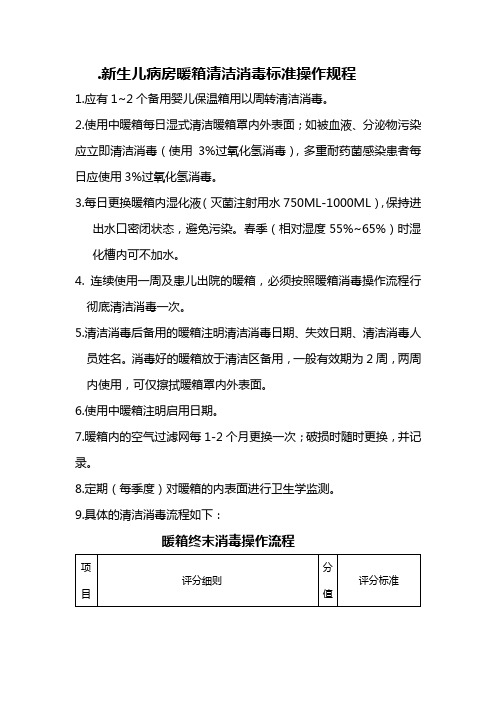 新生儿病房暖箱清洁消毒标准操作规程[1]