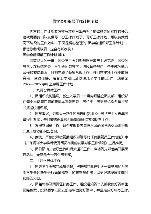 团学会组织部工作计划5篇