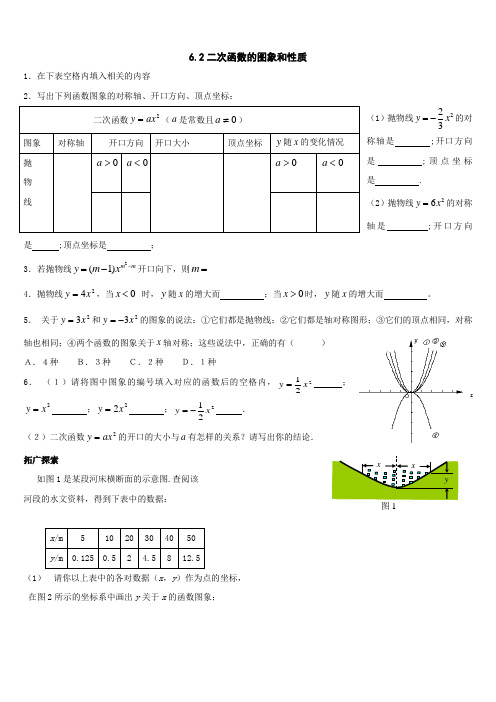 九年级数学二次函数的图象和性质同步练习