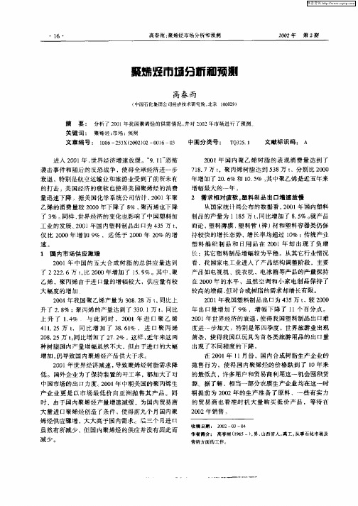 聚烯烃市场分析和预测