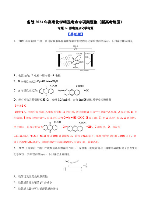 专题12 原电池及化学电源(新高考地区)(解析版)