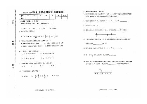 2020年 七年级 数学上册 期中考试卷  带答案