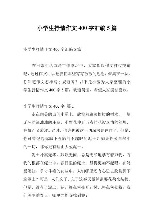 小学生抒情作文400字汇编5篇