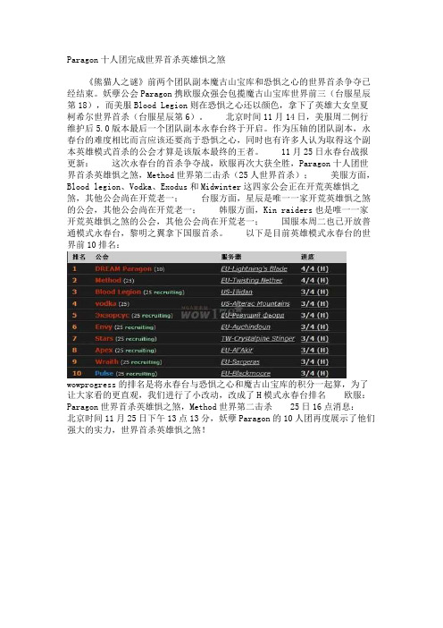 Paragon十人团完成世界首杀英雄惧之煞