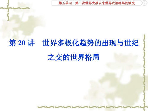 2020版高考历史(人教)(含2019届新题)：第五单元 2 第20讲世界多极化趋势的出现与世纪之交的世界格局