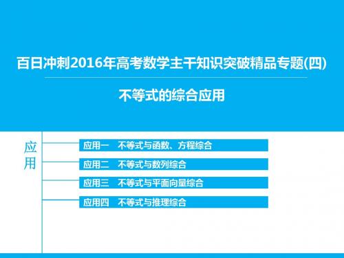 百日冲刺2016年高考数学主干知识突破精品专题(四) 不等式的综合应用(人教版)