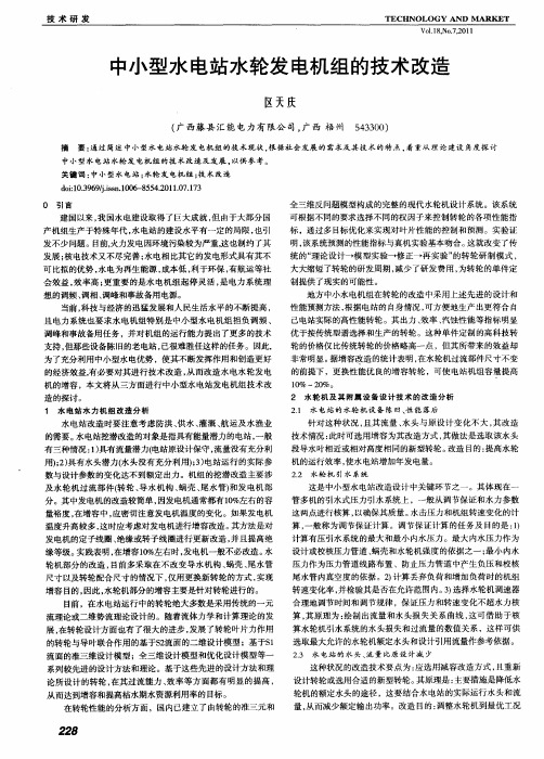 中小型水电站水轮发电机组的技术改造