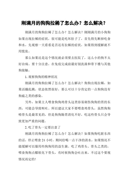 刚满月的狗狗拉稀了怎么办？怎么解决？