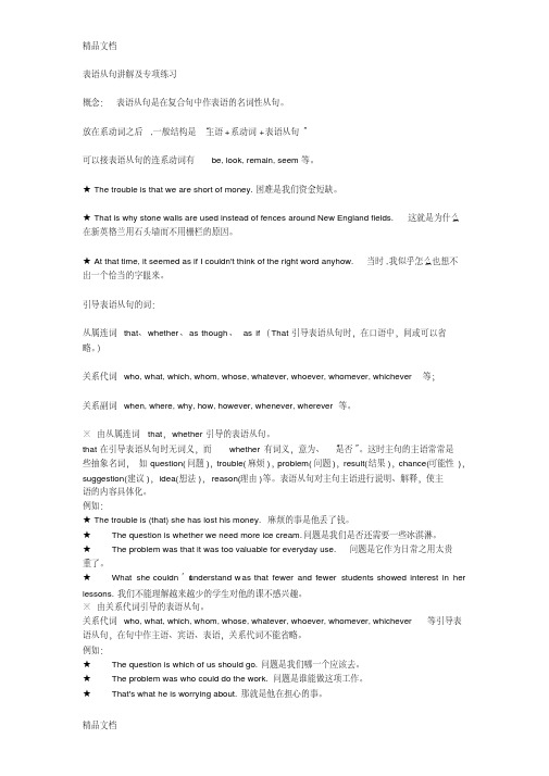 最新表语从句讲解及专项练习、答案