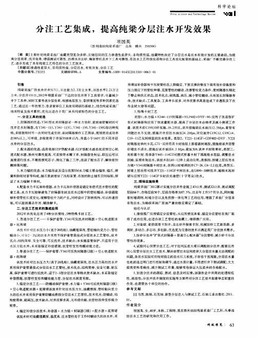 分注工艺集成,提高纯梁分层注水开发效果