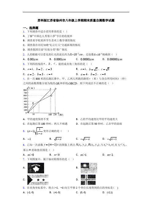 苏科版江苏省徐州市八年级上学期期末质量自测数学试题