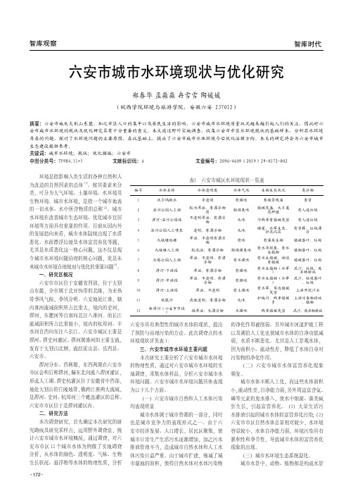 六安市城市水环境现状与优化研究