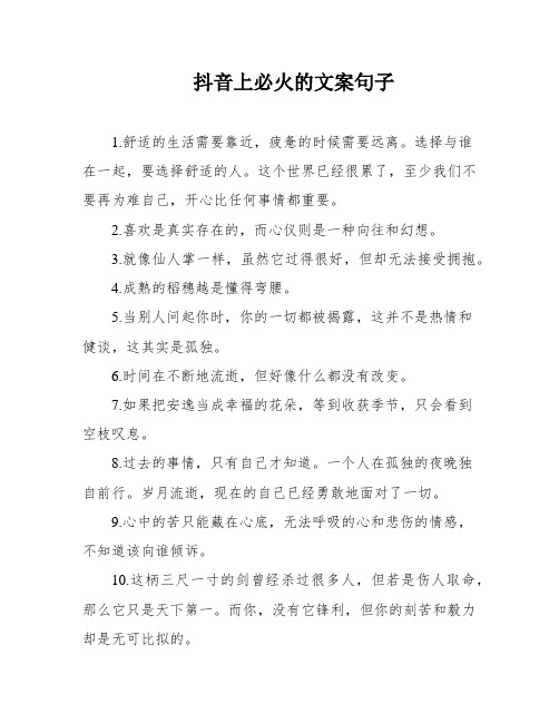 抖音上必火的文案句子