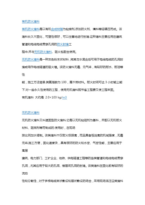 防火堵料密度