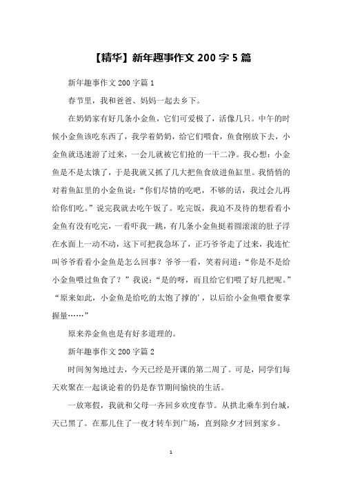 【精华】新年趣事作文200字5篇