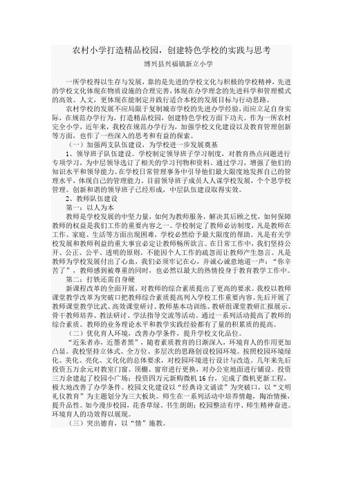 农村小学打造精品校园,创建特色学校的实践与思考