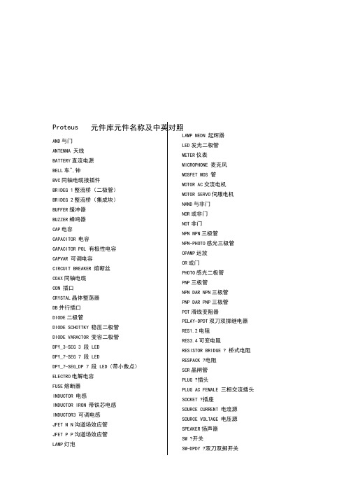 最完整的Proteus元件库元件名称及中英对照精品