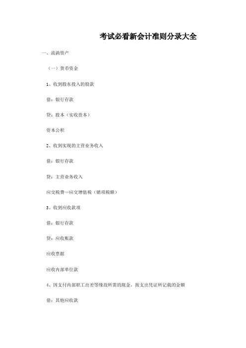 考试必看新会计准则分录大全