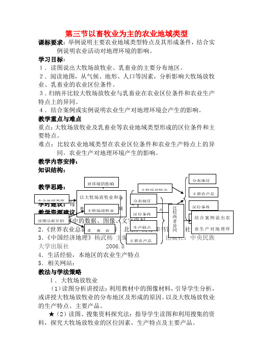 高中地理 第三章 农业地域的形成与发展 第3节 以畜牧业为主的农业地域类型地理教案