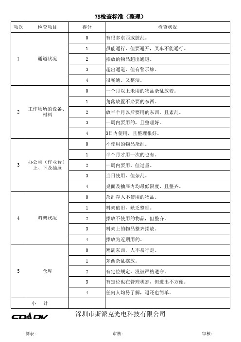 7S检查标准