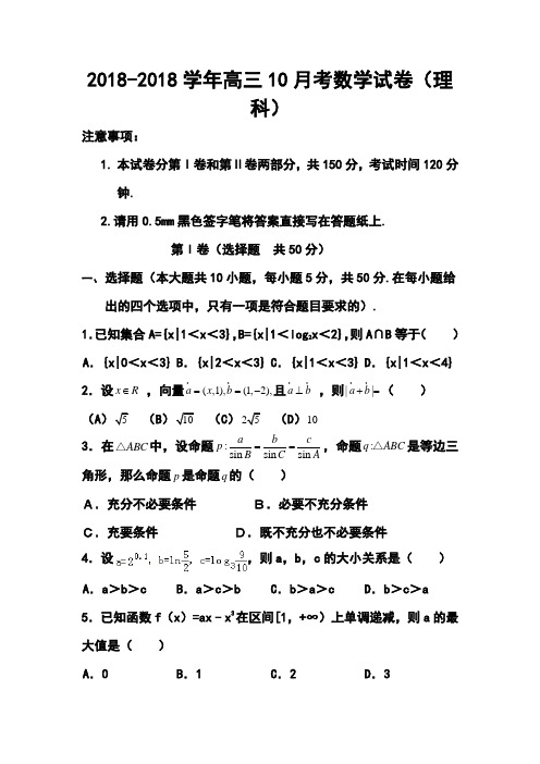 2018届山东省临沂市某重点中学高三上学期4月月考理科数学试题及答案 精品
