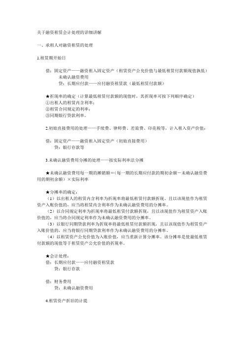 关于融资租赁会计处理的详细讲解