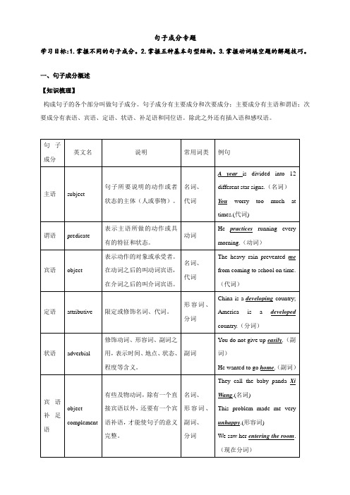 中考英语语法专题复习—句子成分专题[宝典]
