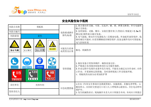 剪板机操作安全风险告知卡