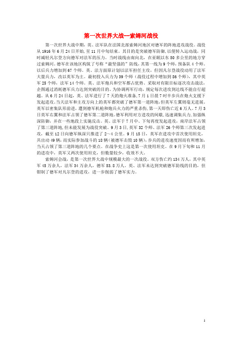 九年级历史上册第21课第一次世界大战素材新人教版课件