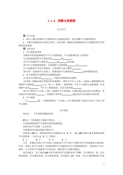 高中数学 1.1.4 投影与直观图学案 新人教B版必修2(1)