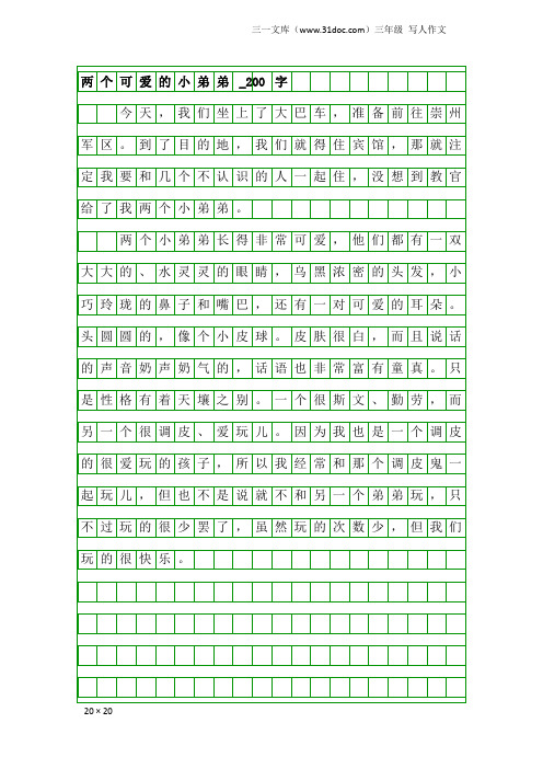 三年级写人作文：两个可爱的小弟弟_200字