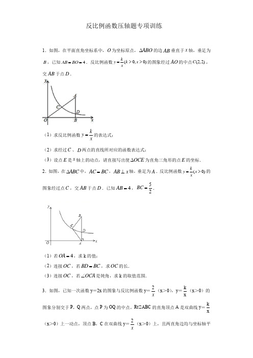 苏教版数学八年级下册第11章反比例函数压轴题专项训练