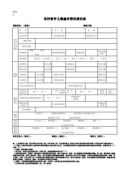 留守儿童,妇女,老人登记表格xls