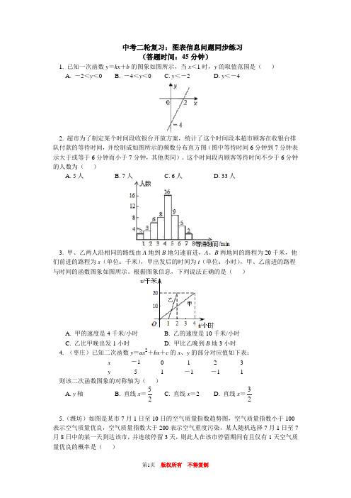 九年级最新数学中考二轮复习测试题初三数学下册复习检测题带图文答案解析100篇二轮复习17期图表信息问