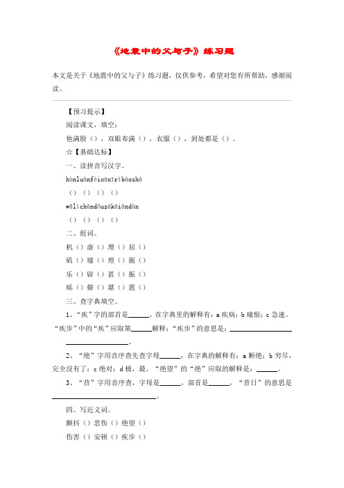 《地震中的父与子》练习题_教案教学设计