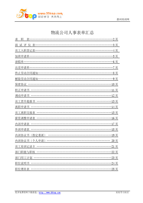 物流公司人事表单汇总