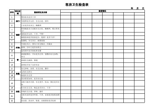 客房卫生检查表