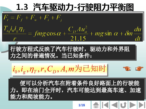 汽车驱动力-行驶阻力平衡图